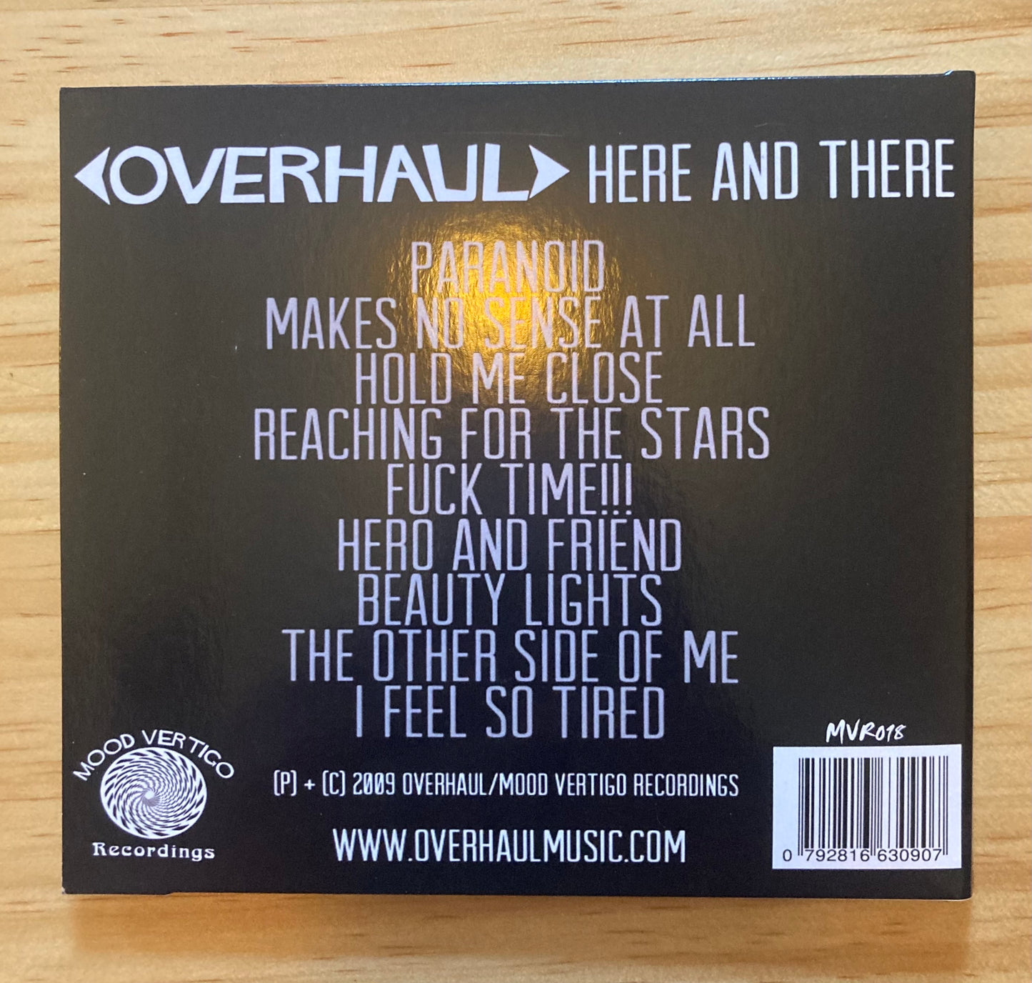 OVERHAUL - Here and There album digipak CD back cover